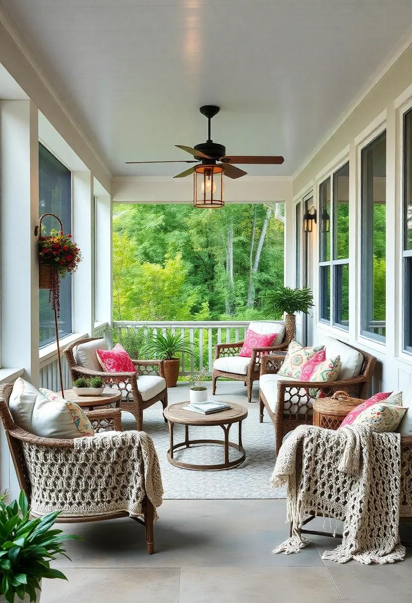 Hand-Crocheted Throws: Cozy up on cooler evenings with hand-crocheted throws that add warmth and a handmade touch