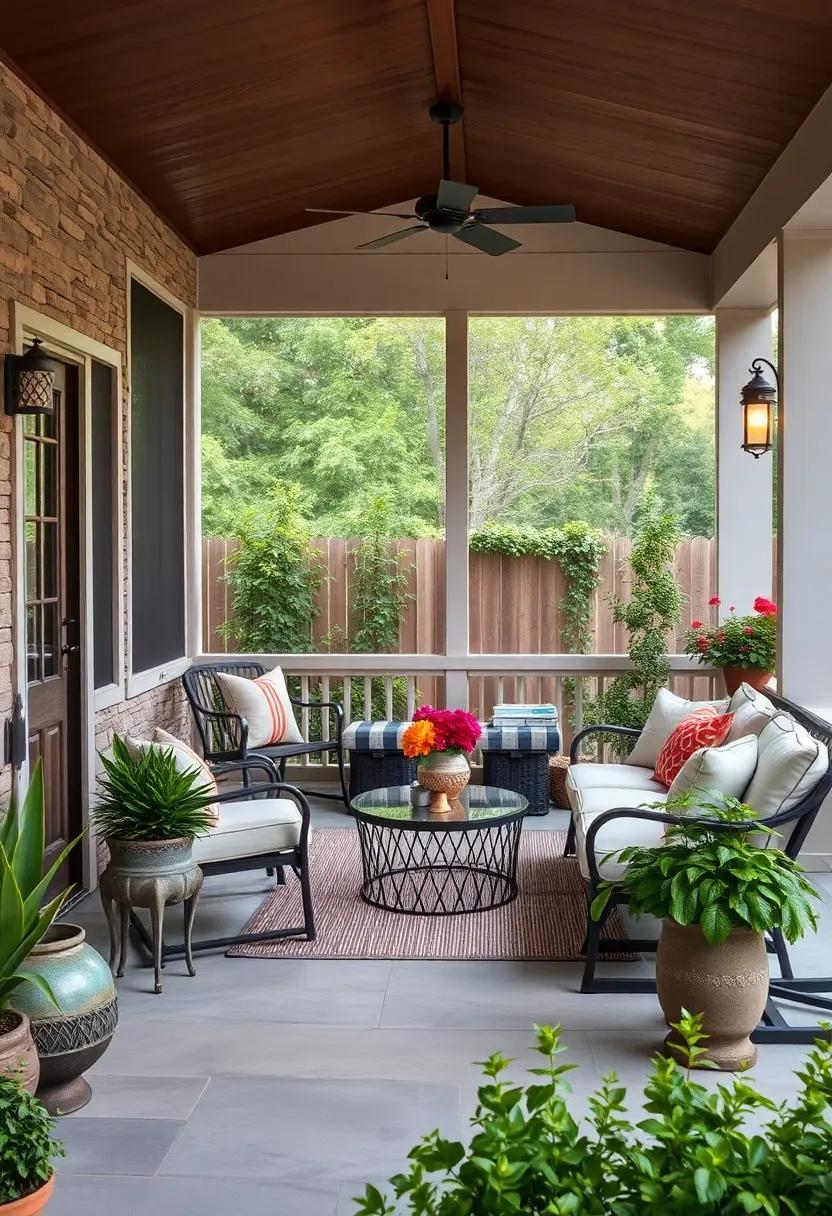 Metal Garden Accents: Incorporate metal garden accents in the form of sculptures or planters to infuse your porch with character