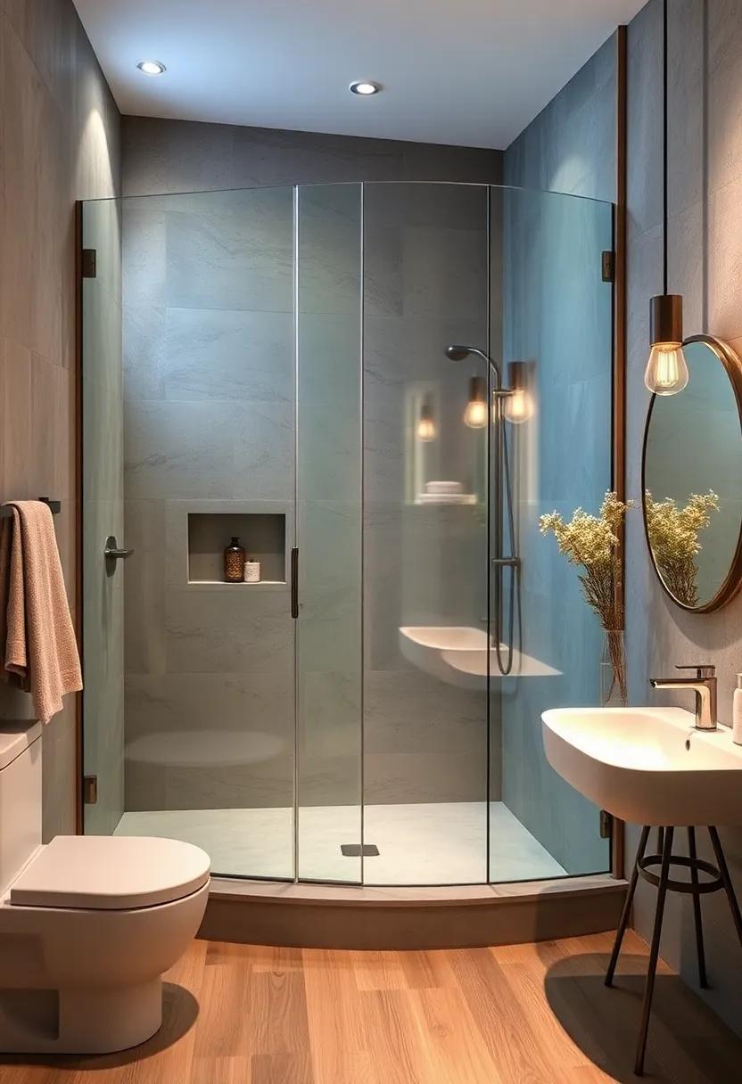 Corner Bliss: Look at unique corner‌ shower designs ​with frameless glass walls that maximize ⁤space while serving as a striking focal point in your bathroom