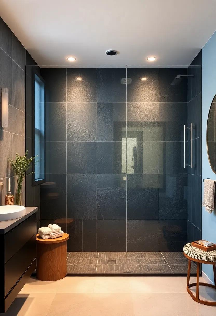 urban Oasis: Discover how a sleek, dark⁣ tile shower paired with​ frameless glass can transform a standard bathroom into a chic, metropolitan retreat