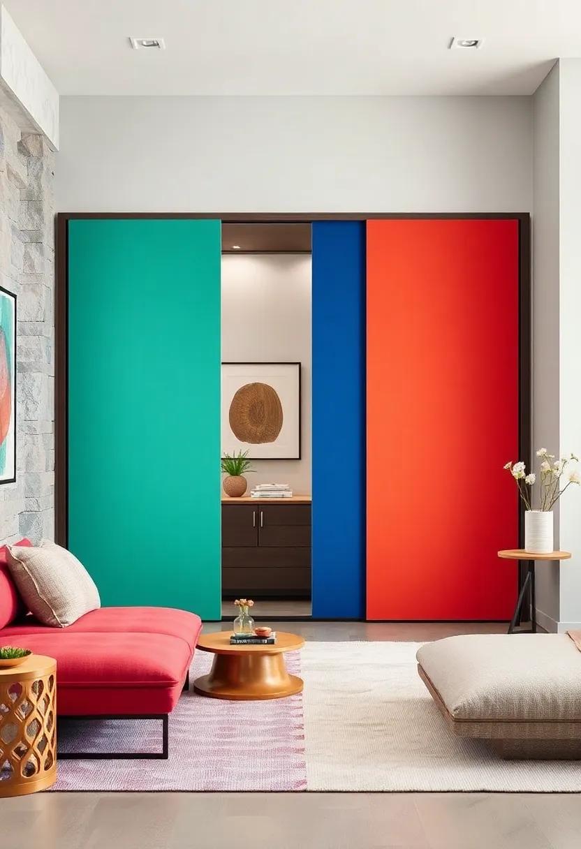 Colorblocking Fun: Have fun with bright, contrasting sliding doors that can‍ bring a refreshing‌ pop of ​color‍ to neutral spaces