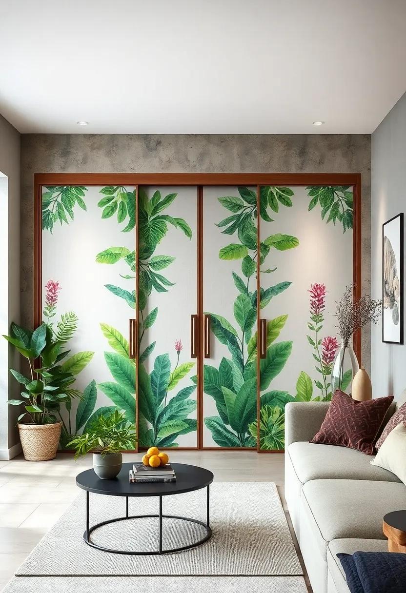 Nature Inspired: Bring the outdoors in with sliding doors⁢ featuring botanical prints,⁣ transforming your wardrobe into a ‍visual ​haven of greenery