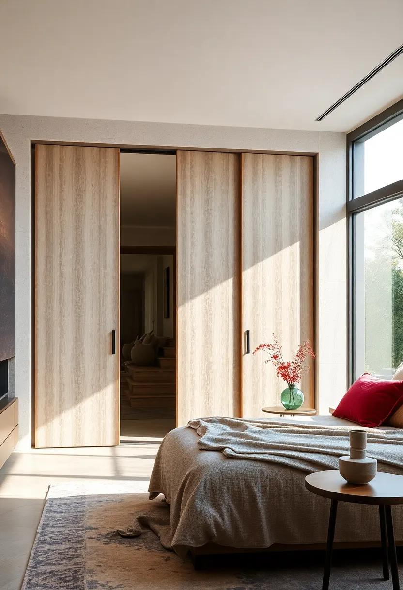 Textured Elegance: Touch on the beauty of fabric-covered sliding doors⁣ that softly ⁣diffuse light while adding a unique ⁤tactile quality