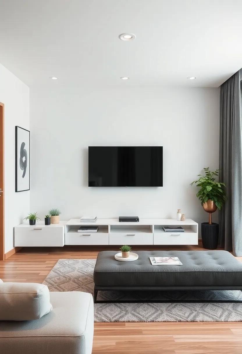 Innovative Floating Entertainment Units for Streamlined Media storage