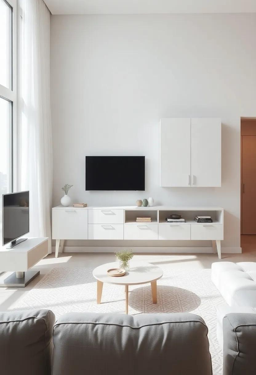 Minimalist Floating Cabinets for a Clean and Airy Living Room Aesthetic