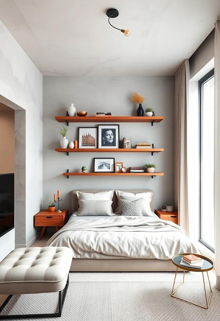Embrace Vertical Space: Install floating shelves to showcase decor and maximize storage without sacrificing floor space
