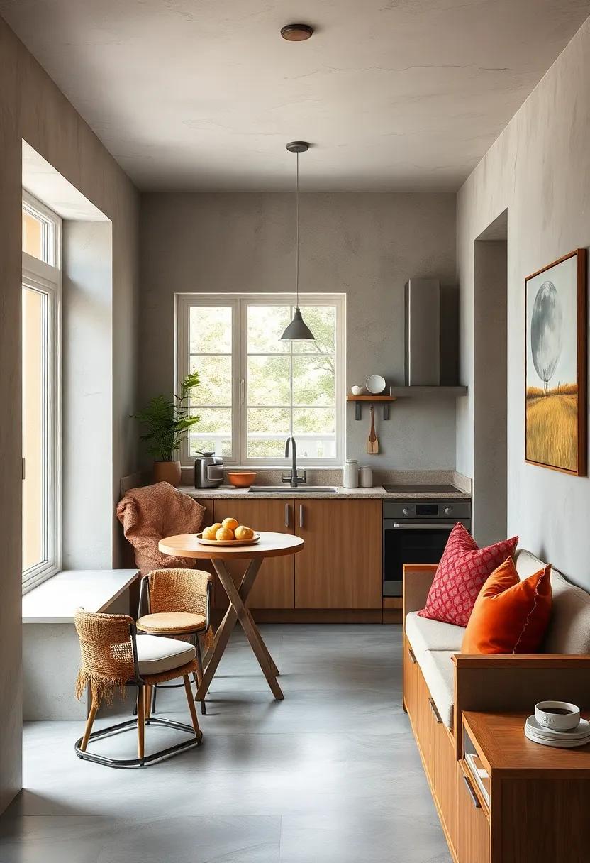 Create a breakfast bar using an existing window ledge, complete with cushions for comfort