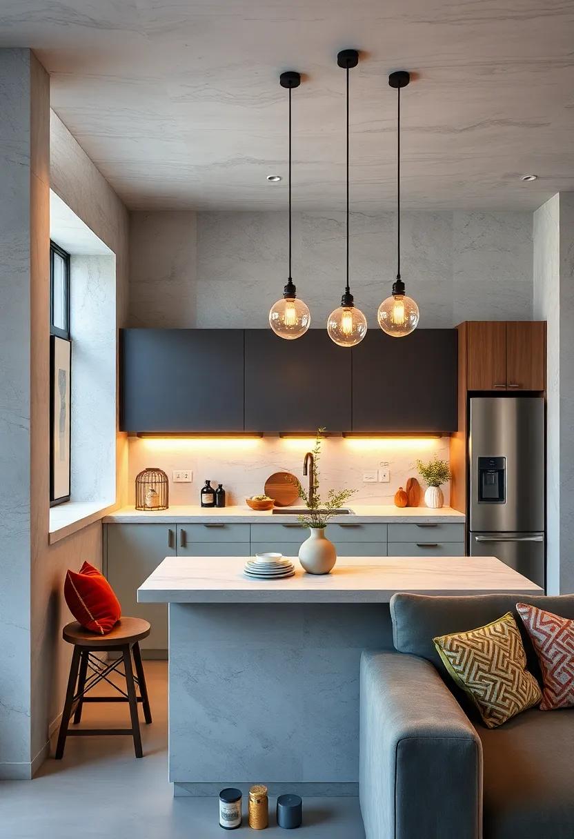 Hang pendant lights above your breakfast bar to create a focal point and enhance the overall ambiance