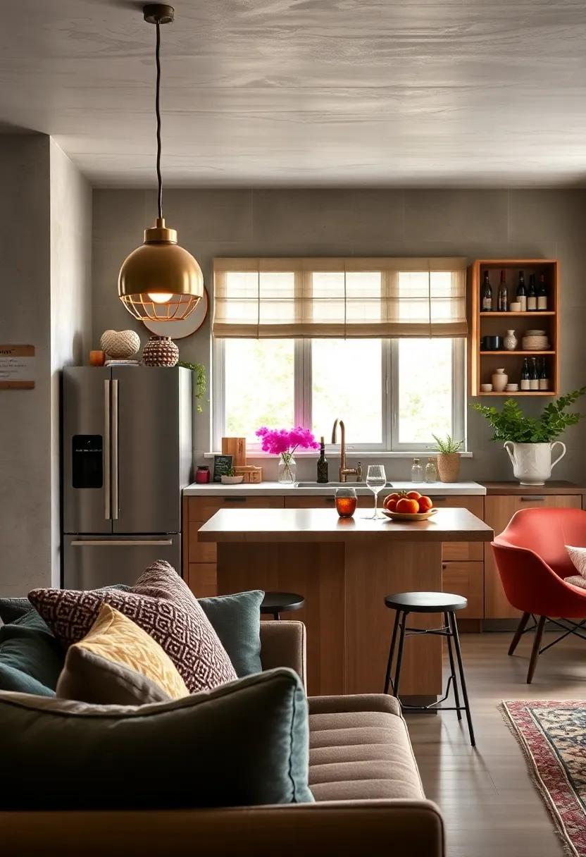 Incorporate a breakfast bar with a built-in wine rack for both functionality and flair