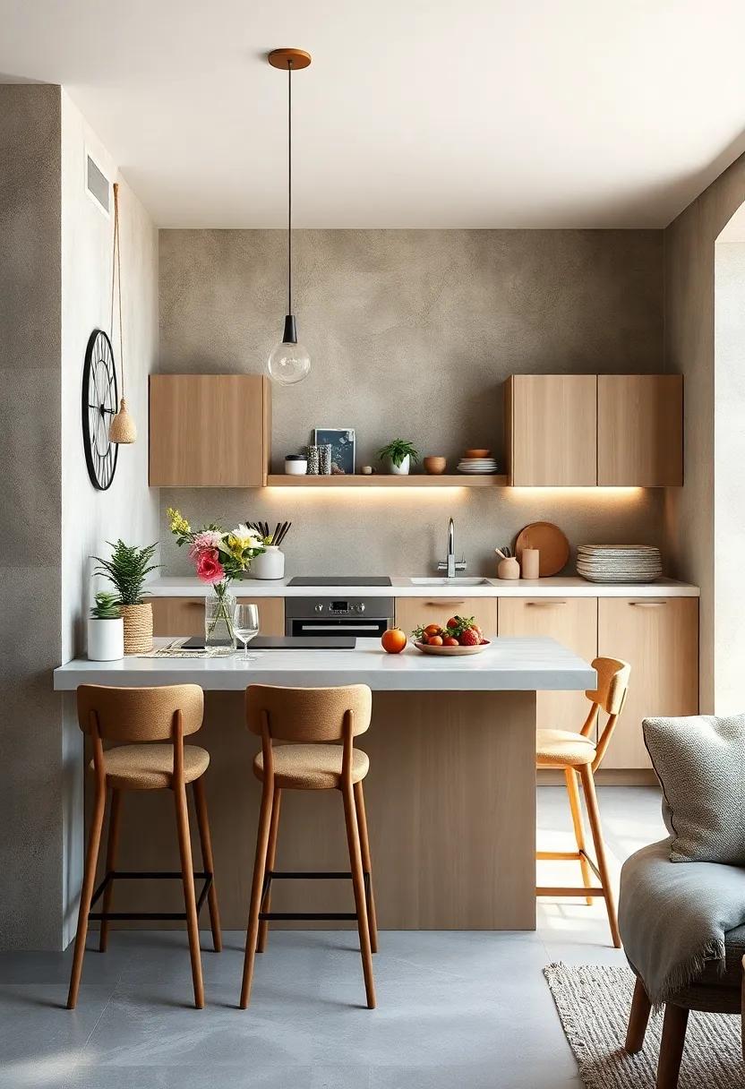Incorporate foldable or stackable seating options to make the best use of your small kitchen space