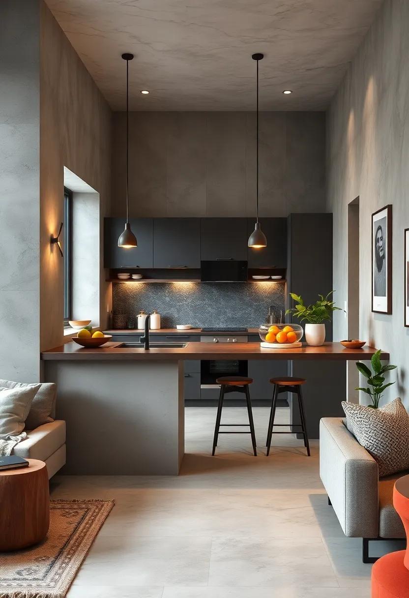 Opt for a sleek, multi-level breakfast bar that offers both dining and cooking surfaces in one