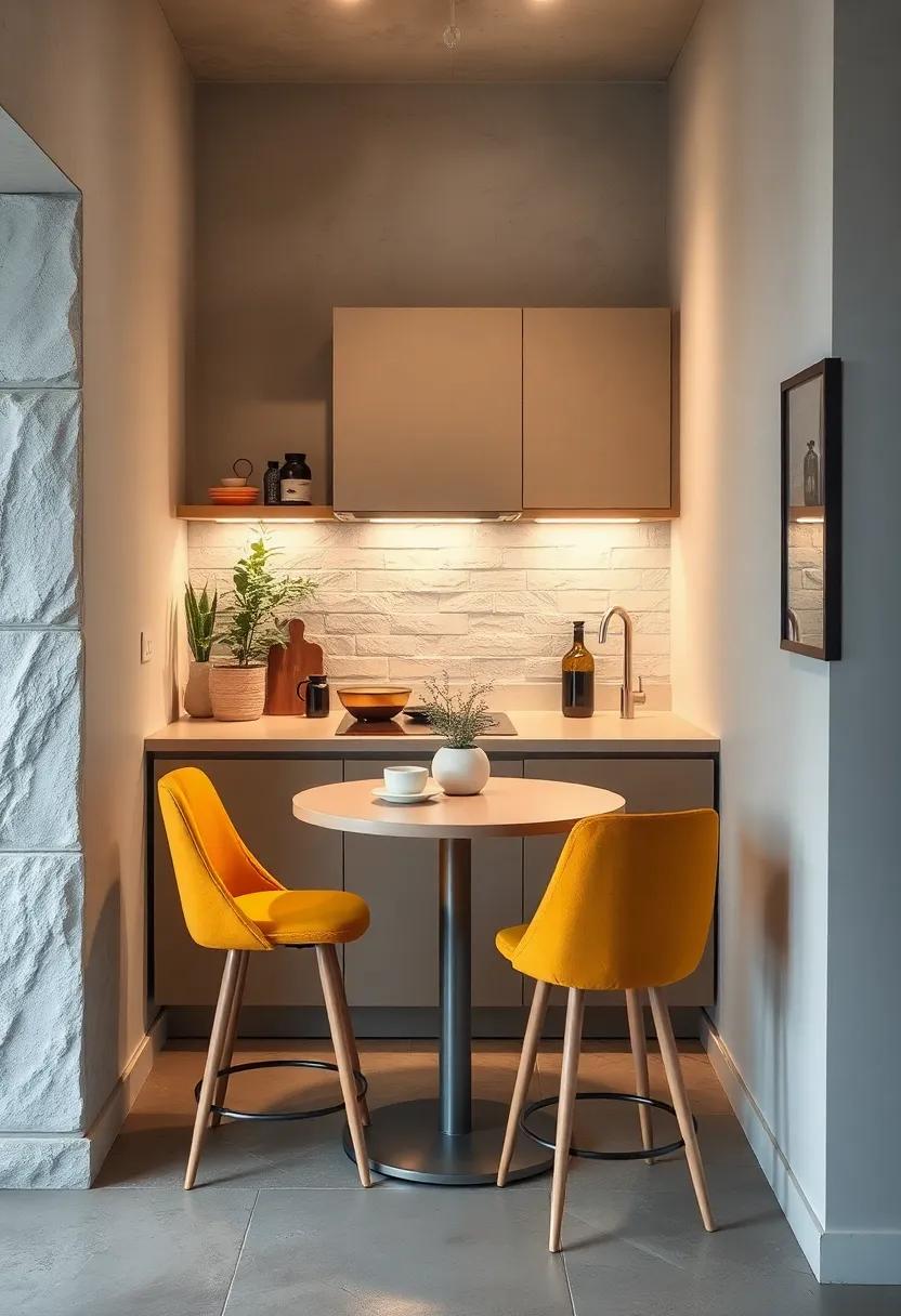 transform an unused corner into a cozy breakfast nook with a compact bar table and stools