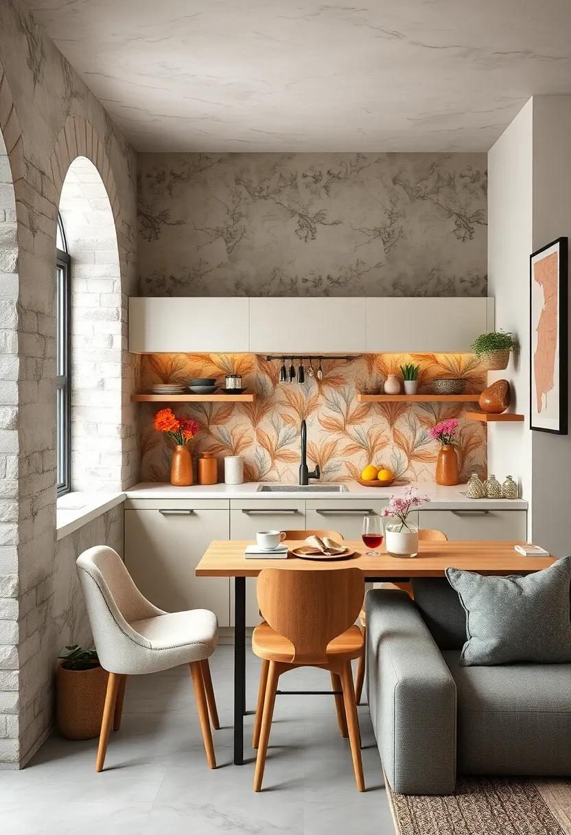 Use a whimsical wallpaper or bold backsplash behind your breakfast bar to enhance its visual appeal