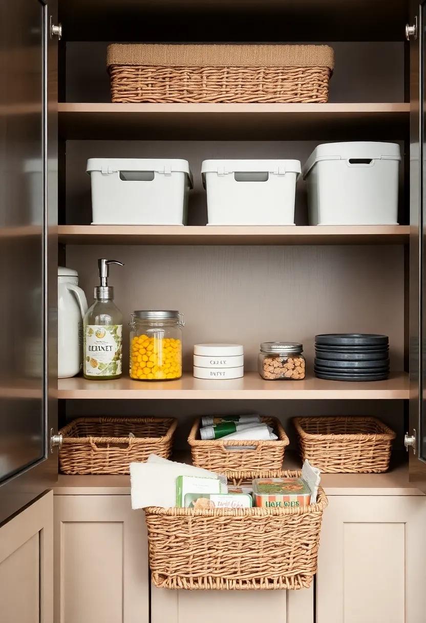 Smart Use of Baskets to Organize Pantry Items for a Clutter-Free Look