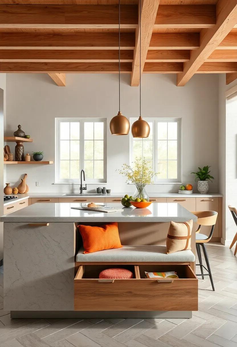 Drawer Seating: install drawers in your kitchen island that can be transformed into seating spaces, cleverly maximizing every inch