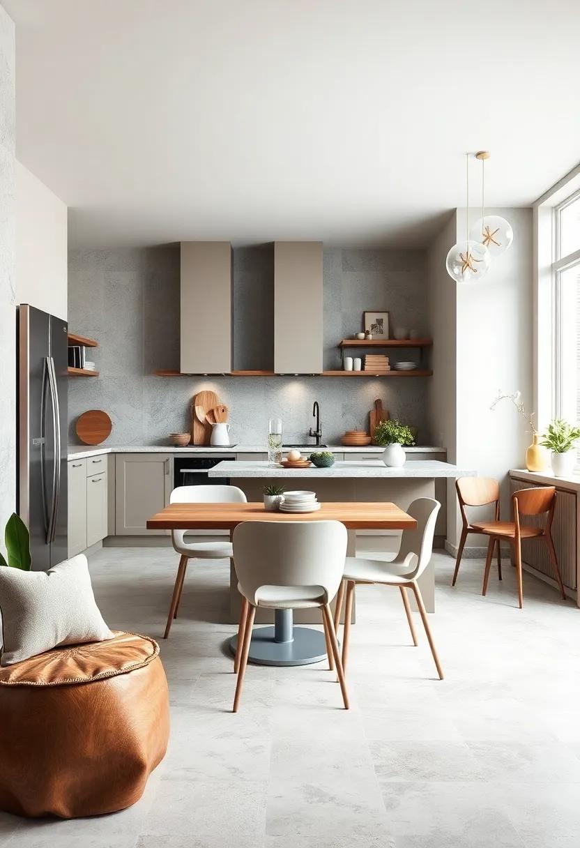 Minimalist Chairs: Select sleek, minimalist chairs with thin profiles to keep your kitchen feeling open while providing ample seating