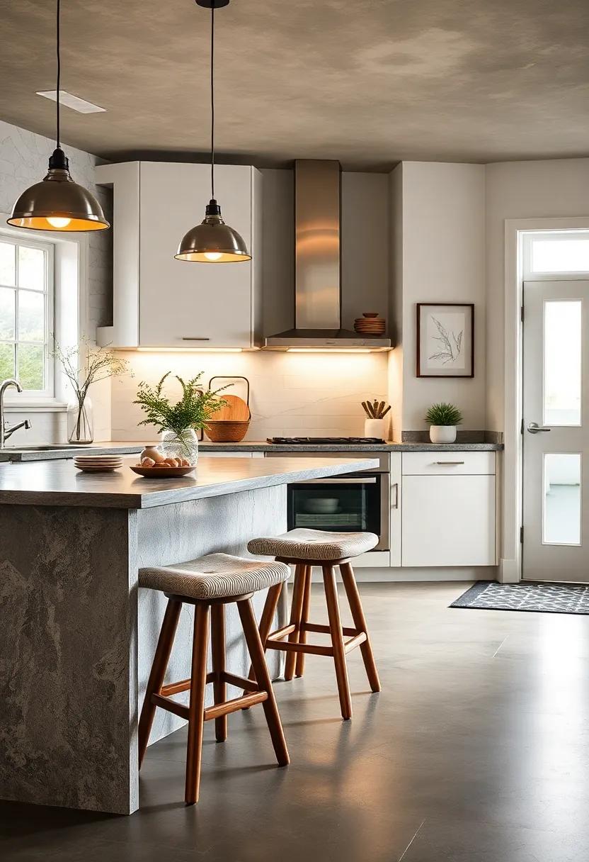 Under-counter Stools: incorporate stools that tuck neatly under the kitchen counter for a clean look, ideal for quick meals or chatting while cooking