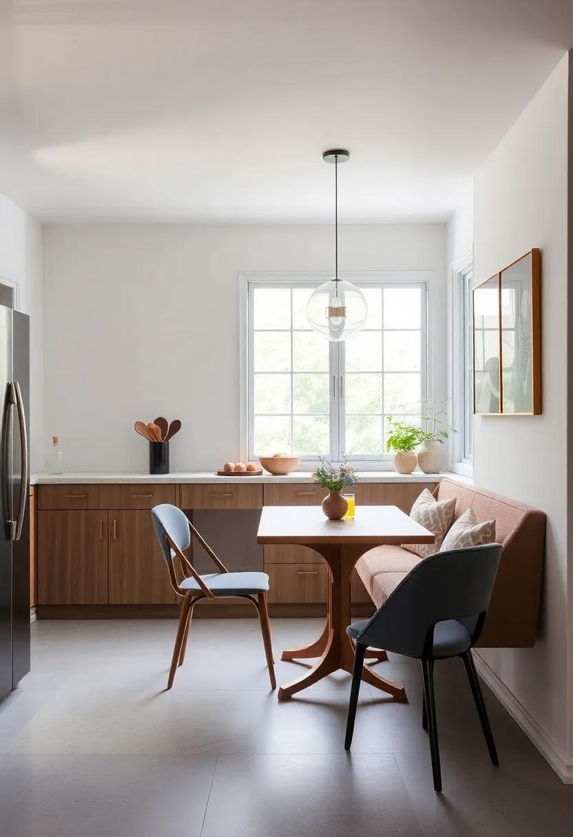 Wall-Mounted Drop Leaf Table: Install a drop leaf table against the wall that can be folded down to save space and pulled up when you're ready to dine