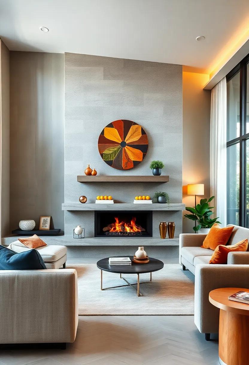 Statement Piece: go for a large, chunky floating mantel that serves as both a striking visual element and a functional surface