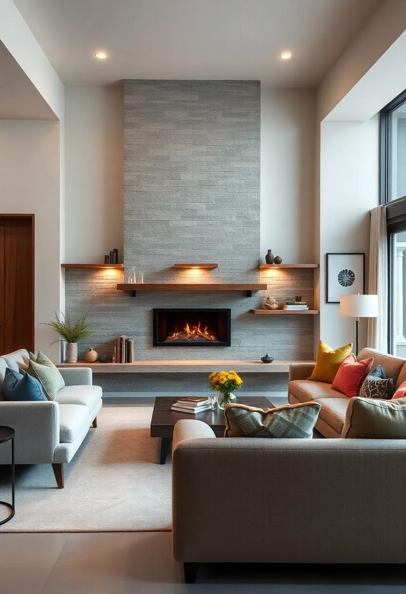 Incorporate Built-In Shelving: Enhance functionality by combining a floating mantel with integrated shelving for books and decorative pieces