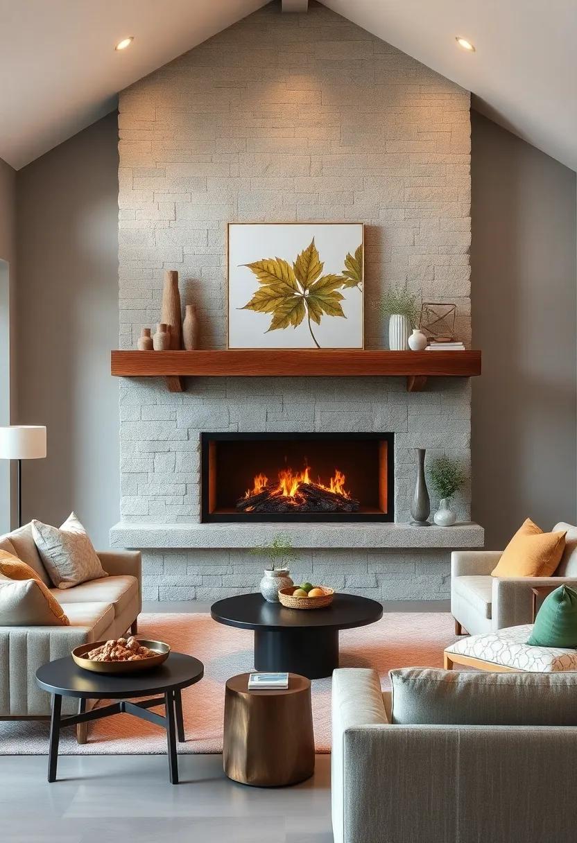 Nature’s Touch: Choose a reclaimed wood mantel with live edges to bring an organic feel to your small living room