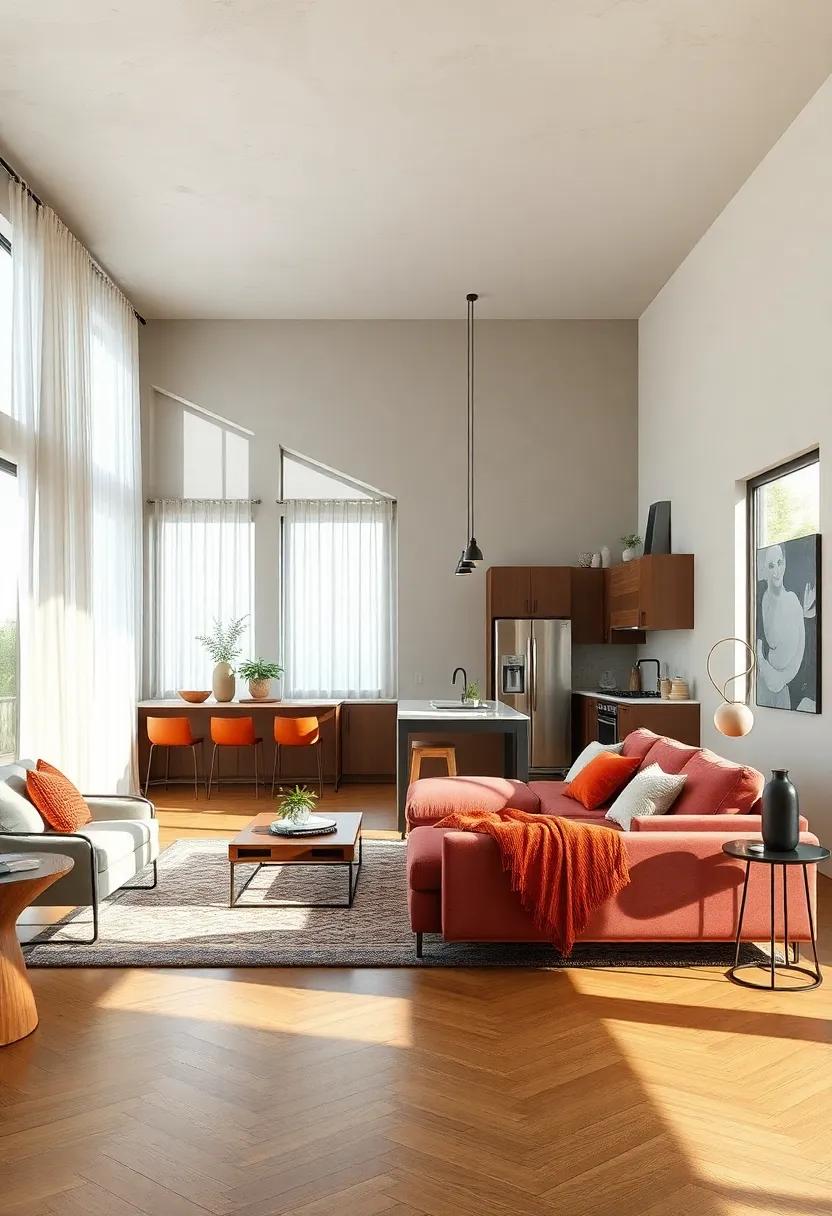 Maximize Natural Light: Opt for sheer curtains or blinds that allow sunlight to flood in while maintaining privacy, brightening both areas