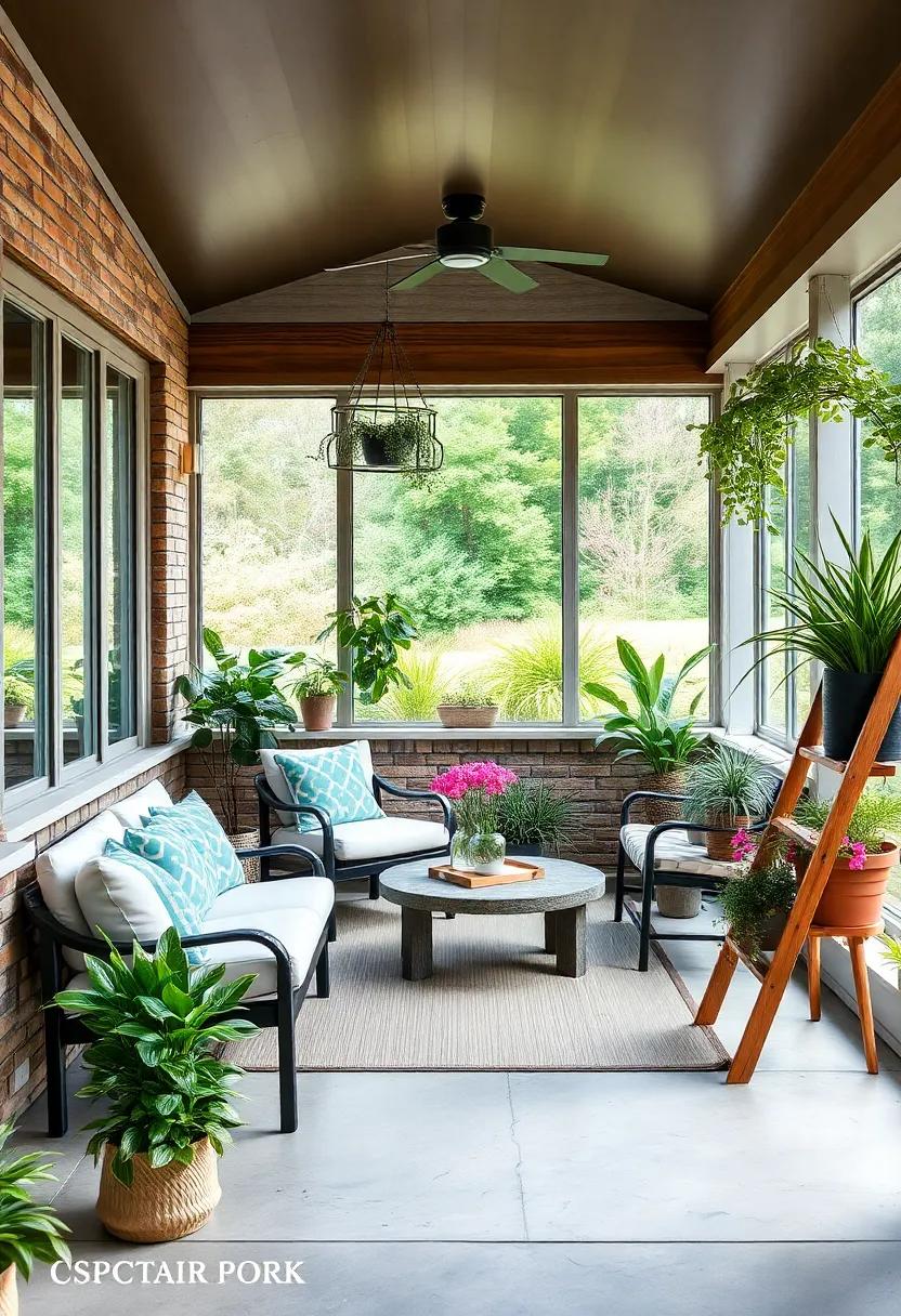 Use a Plant Ladder: Repurpose an old wooden ladder as a unique plant stand to display your greenery at different heights