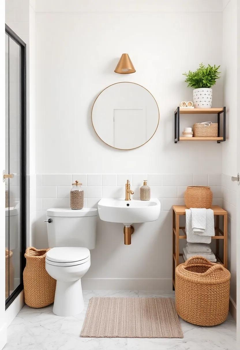 Smart Storage Solutions: Use multipurpose containers and stylish baskets to store toiletries and essentials while adding texture and color to your decor