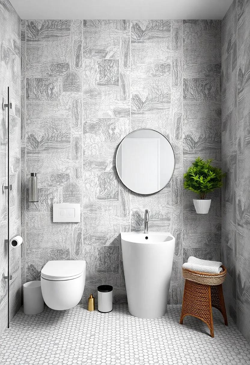 Textured Wall Panels: Incorporate textured wall panels or stick-on tiles for visual interest, giving the bathroom a stylish, modern edge without renovation hassle