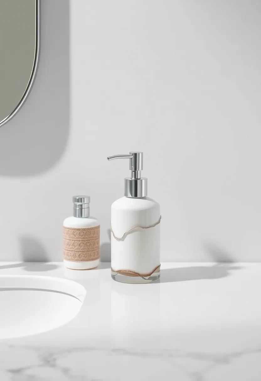 Stylish Soap Dispensers: Upgrade your soap dispenser to a stylish, decorative option that complements your bathroom theme and enhances your counter space