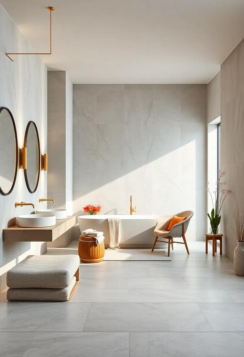 Cozy Seating: If space allows, include a comfortable chair or bench for moments of relaxation or leisurely soaking