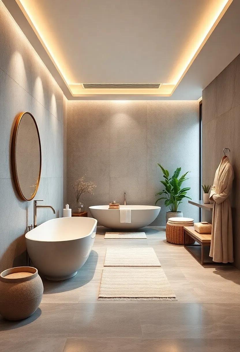 Luxurious Textiles: Opt for plush towels, cozy bath mats, and high-quality bathrobes that invite relaxation and comfort