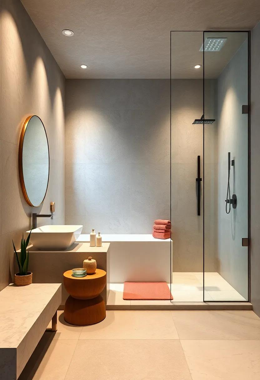 Walk-In Shower: Design a spacious walk-in shower with a rainfall showerhead for a refreshing, luxurious daily ritual