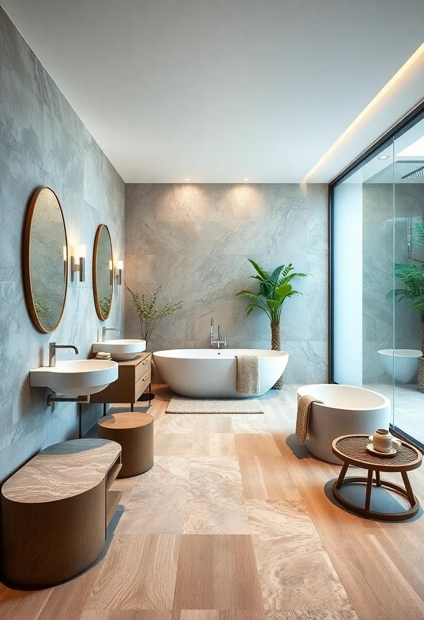 Zen-Inspired Flooring: Consider natural stone or wood look tiles that give a sense of warmth and connection to the outdoors