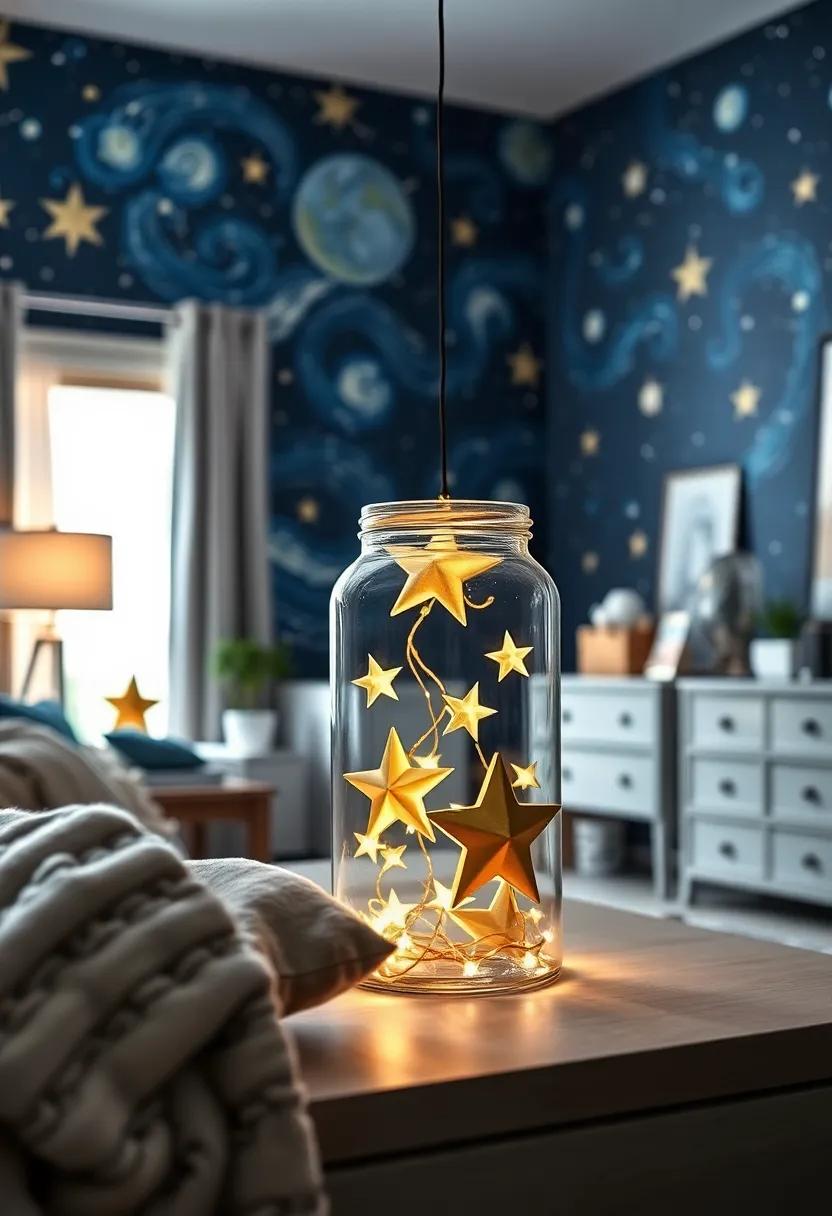 decorative Star Jar: ‍Fill a⁣ jar with glowing star accents or fairy lights to​ create a whimsical centerpiece on shelves or windowsills