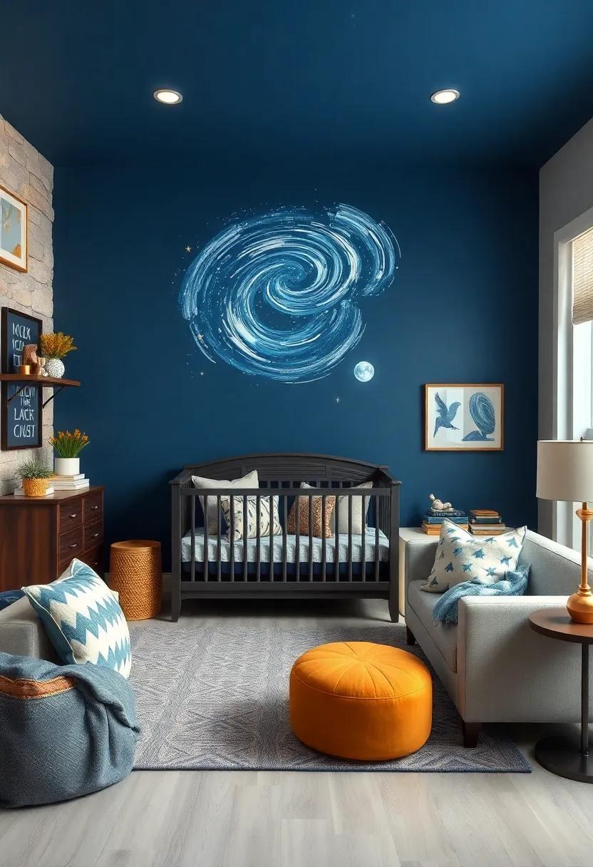 Night⁤ Sky‌ Blue Paint: Choose ⁢a calming deep ⁢blue for the walls, ​reminiscent of‌ a⁤ clear night, paired with lighter accents⁤ for⁢ balance