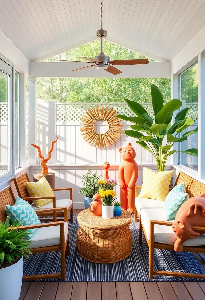 playful Art Pieces: Incorporate outdoor-friendly⁣ art or sculptures that boast bright⁤ hues and​ playful designs