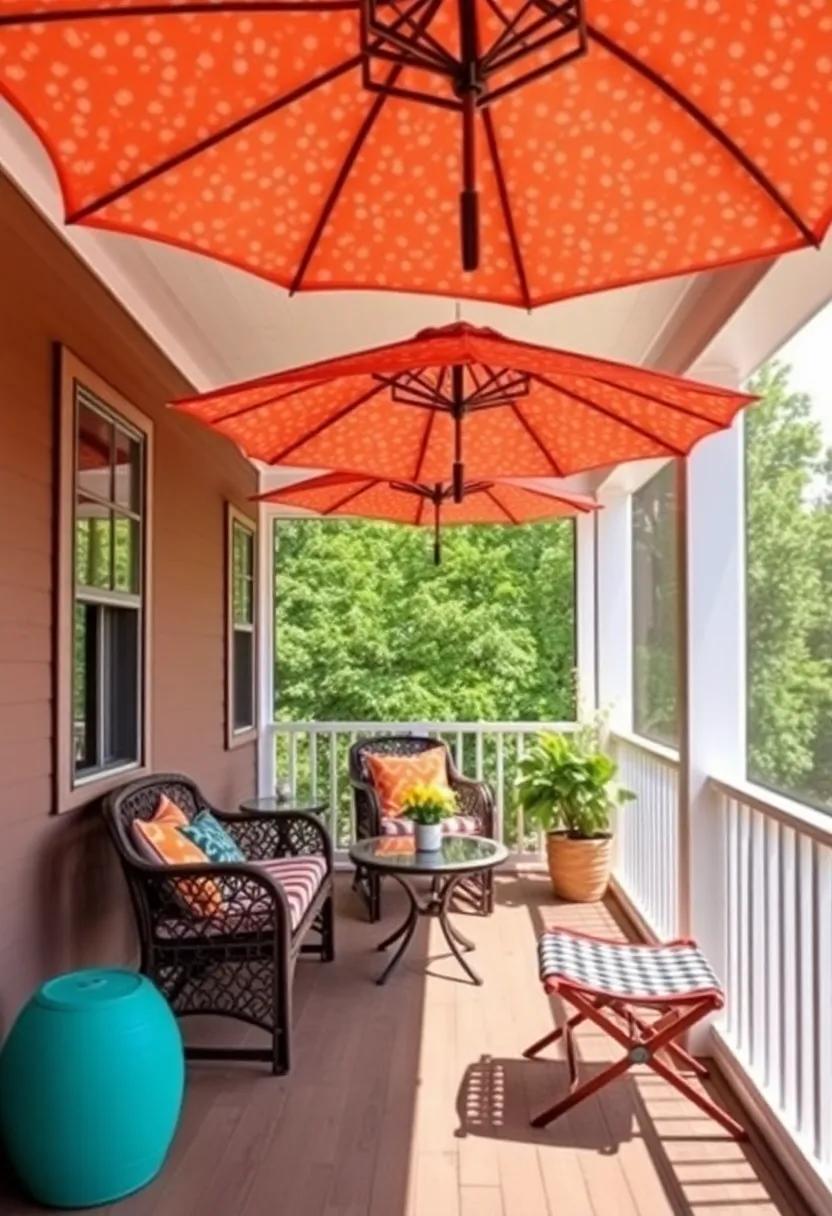 Bold Umbrellas: Use ​vibrant, patterned umbrellas to provide shade​ while adding‌ a fun and colorful element to your porch