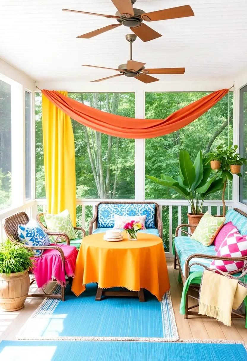 Layered Textiles: Use a ‌combination of ‌bright fabric tablecloths, curtains, and⁤ throws⁣ to add depth and color to your seating‍ areas
