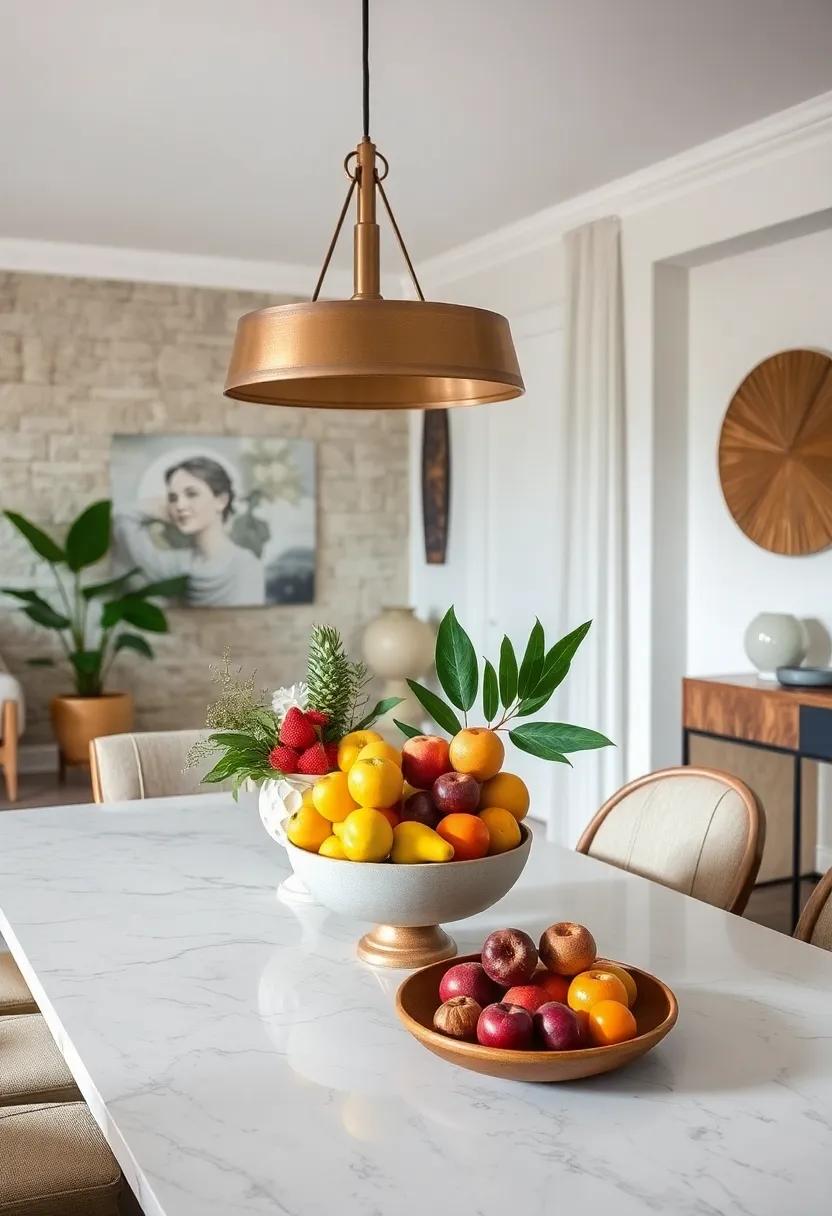 Artistic Fruit Displays: Arrange seasonal fruits in decorative bowls as part of your dining room decor for color and flavor