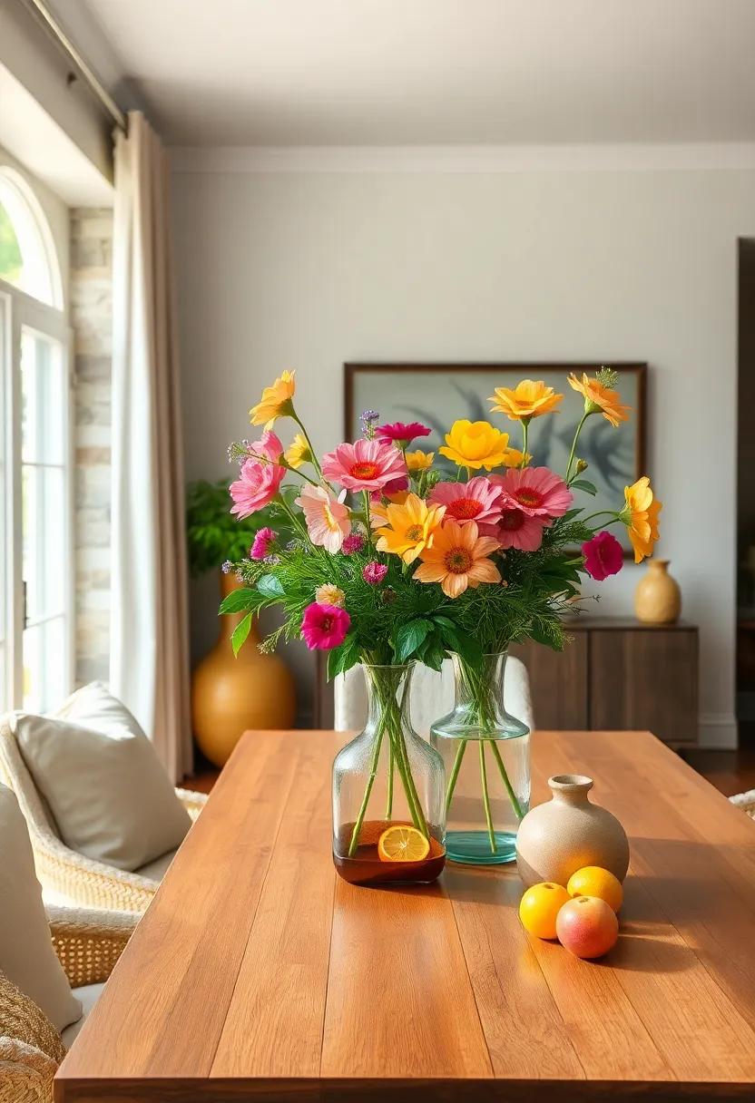 Fresh Flowers: Fill vases with seasonal blooms from your garden or the local market to introduce color and fragrance