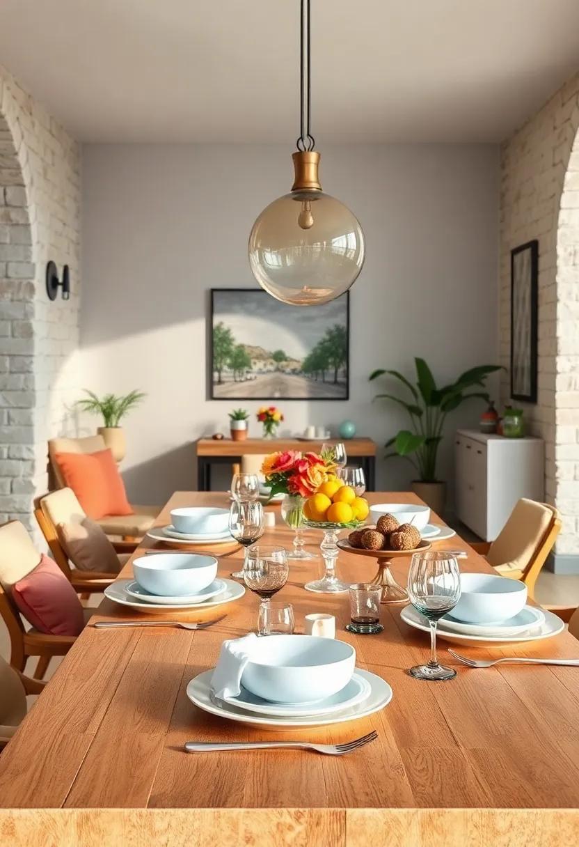 Playful Place Settings: Mix and match mismatched plates and cutlery for a whimsical, casual dining atmosphere