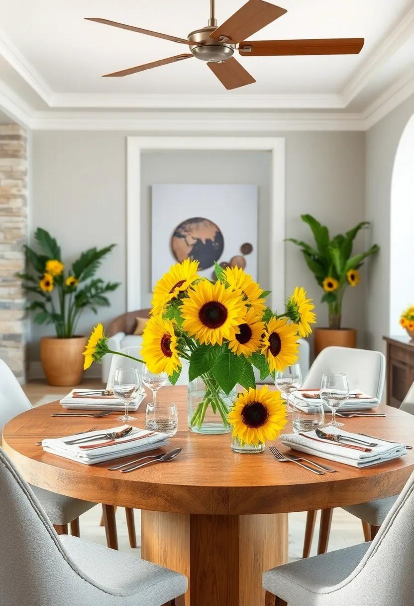 Sunflower Arrangements: Use sunflowers as your focal flower for centerpieces,adding a touch of brightness and cheer