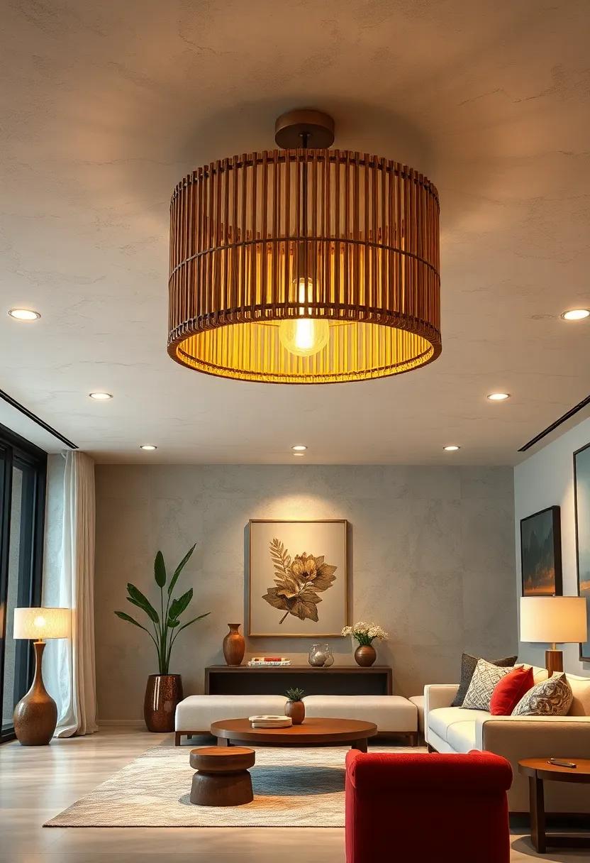 bamboo Ceiling Fixture with Metal Accents – The perfect blend of durability and elegance, this ceiling light brightens up any room while keeping it stylish