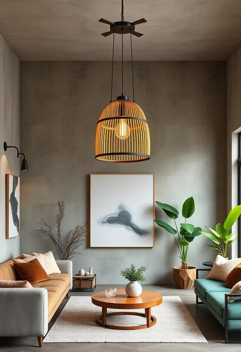 Industrial Bamboo and Steel Light Fixture – A fusion of materials for a chic industrial vibe, perfect for modern lofts and homes