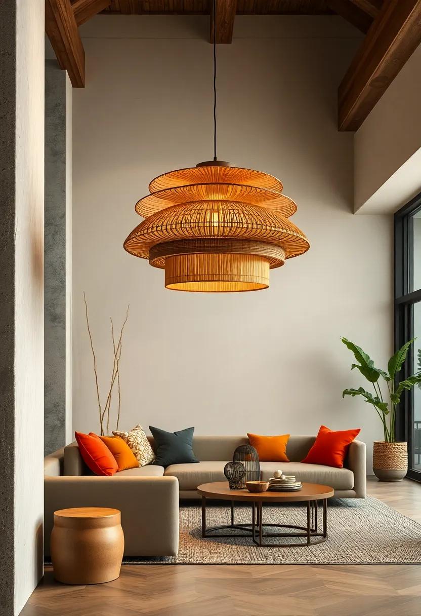 Multi-Layered Bamboo Pendant – Intriguing layers create depth and style, making this pendant a true conversation starter