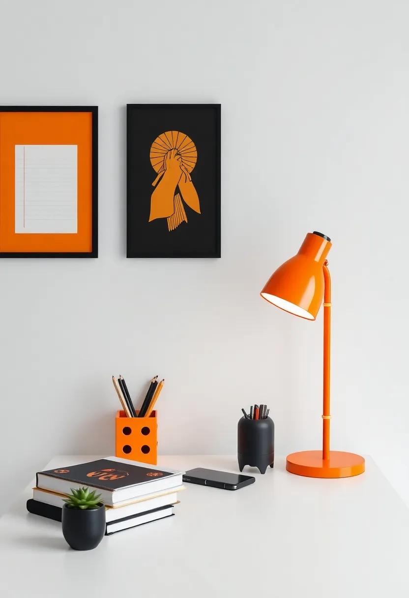 Select a striking tangerine desk⁢ lamp to brighten up study time and inspire productivity