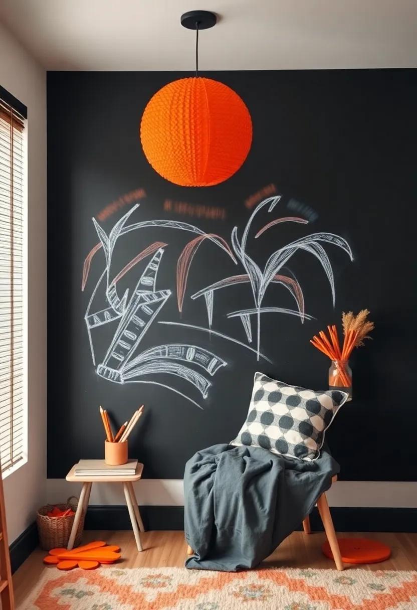 Create a chalkboard art corner ⁤with tangerine ‍chalk‌ for ⁤even more creativity⁢ and artistic expression