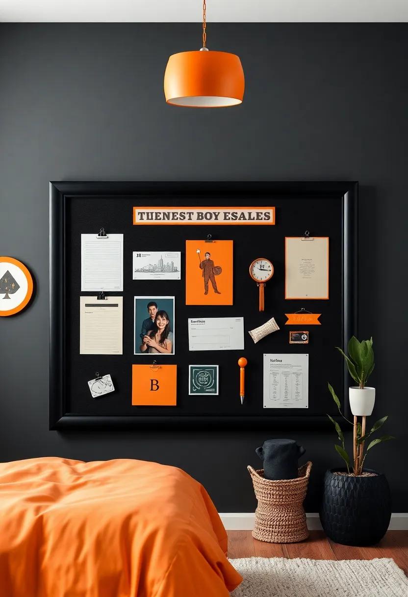 Create a DIY bulletin board framed⁤ in black to showcase achievements⁤ and interests in‍ a fun way