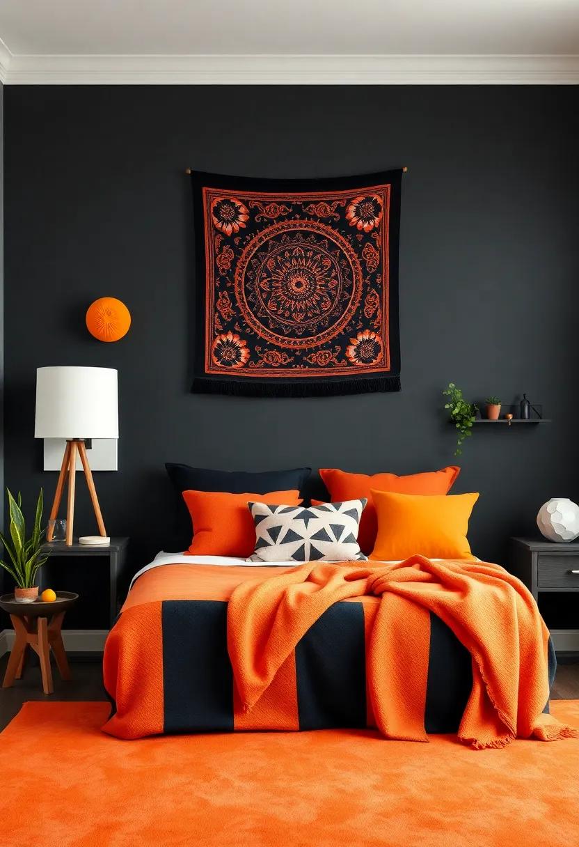 Hang‍ tangerine-themed wall tapestries or fabric pieces⁢ to add warmth and​ depth to the room